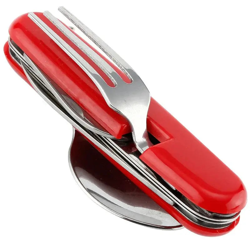 Pocket-Sized Stainless Steel 4-in-1 Cutlery Set – Foldable Design