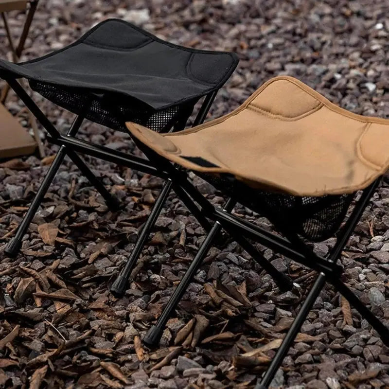 Portable Outdoor Stool – Foldable Camping Seat with Mesh Organizer