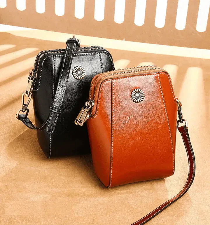 Leather-Look Crossbody Bag with Adjustable Strap and Multiple Pockets