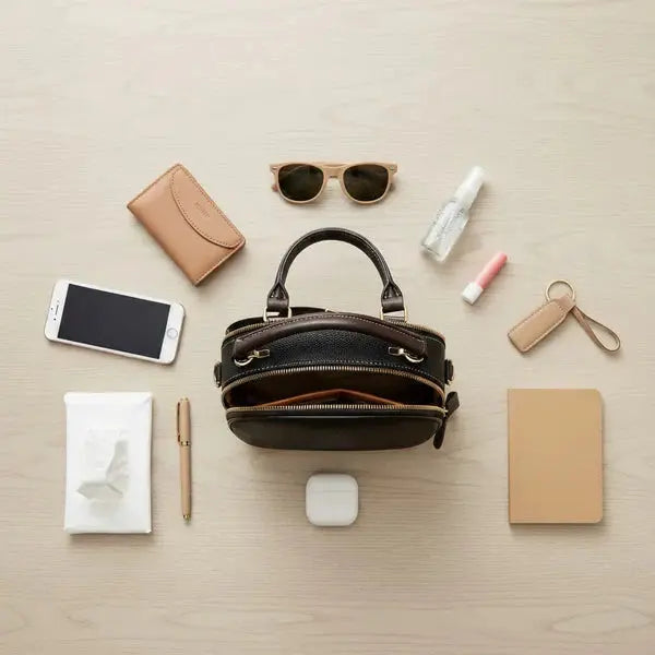 Lightweight Compact Crossbody Bag in Faux Leather with Organized Pockets