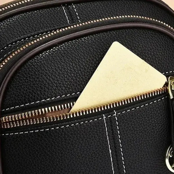 Lightweight Compact Crossbody Bag in Faux Leather with Organized Pockets