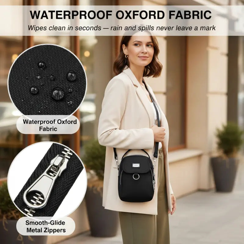 Water-Resistant Crossbody Bag with Multiple Pockets – Compact Design