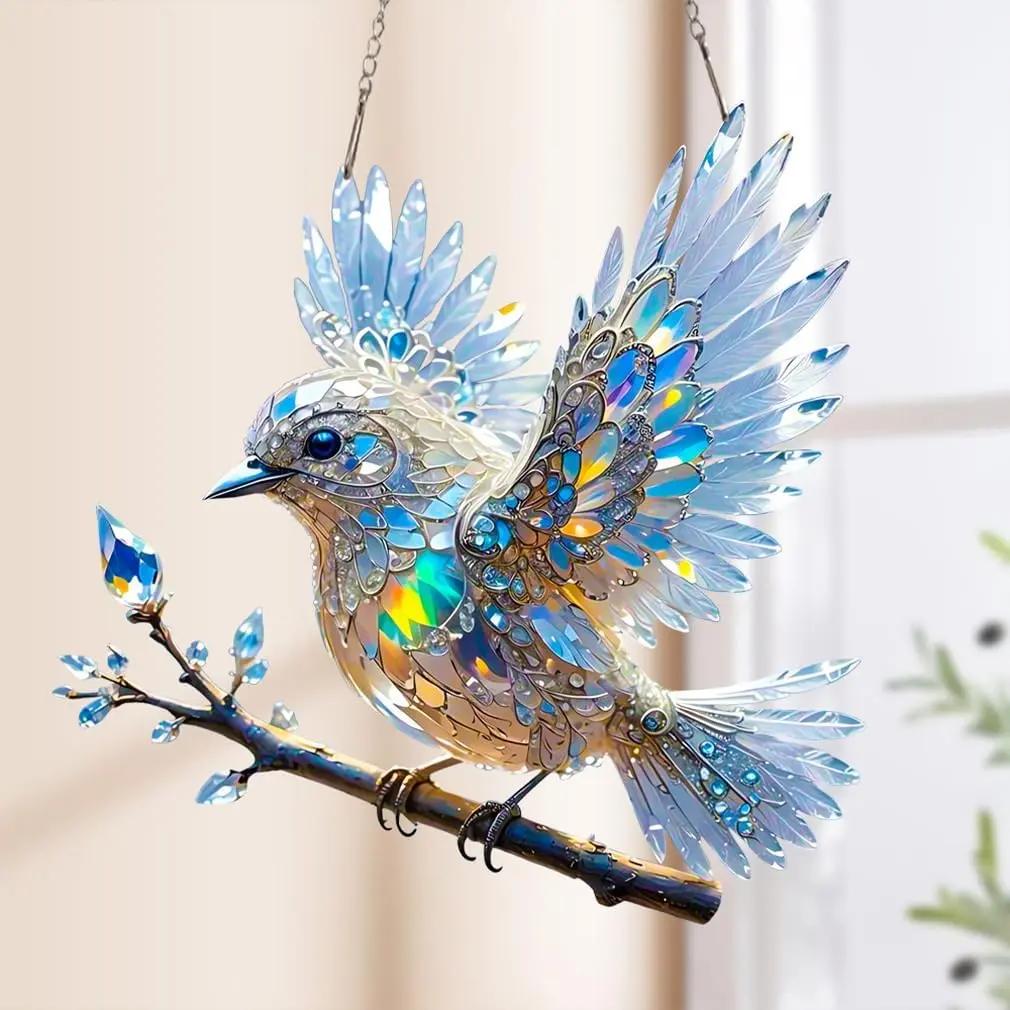 Window Crystal Bird Ornament – Reflective Light Decor for Home