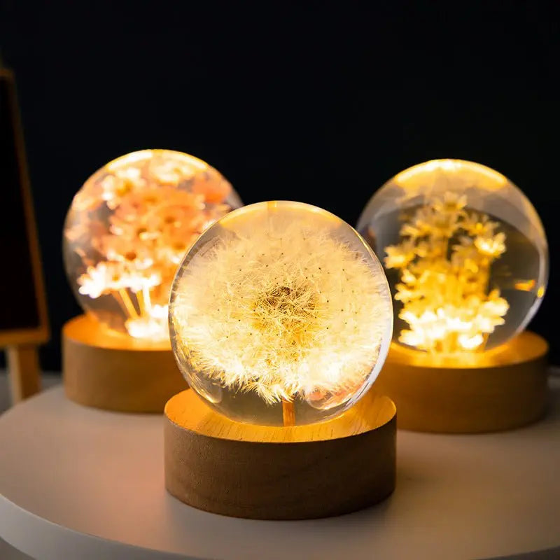 3D Flower Pattern Crystal Ball Light