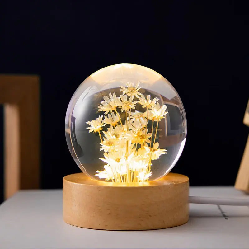3D Flower Pattern Crystal Ball Light