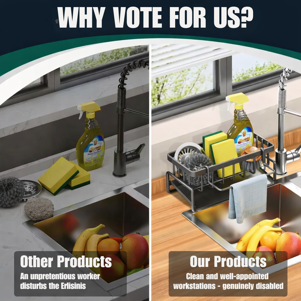 Stainless Steel Kitchen Sink Organizer with Towel Holder