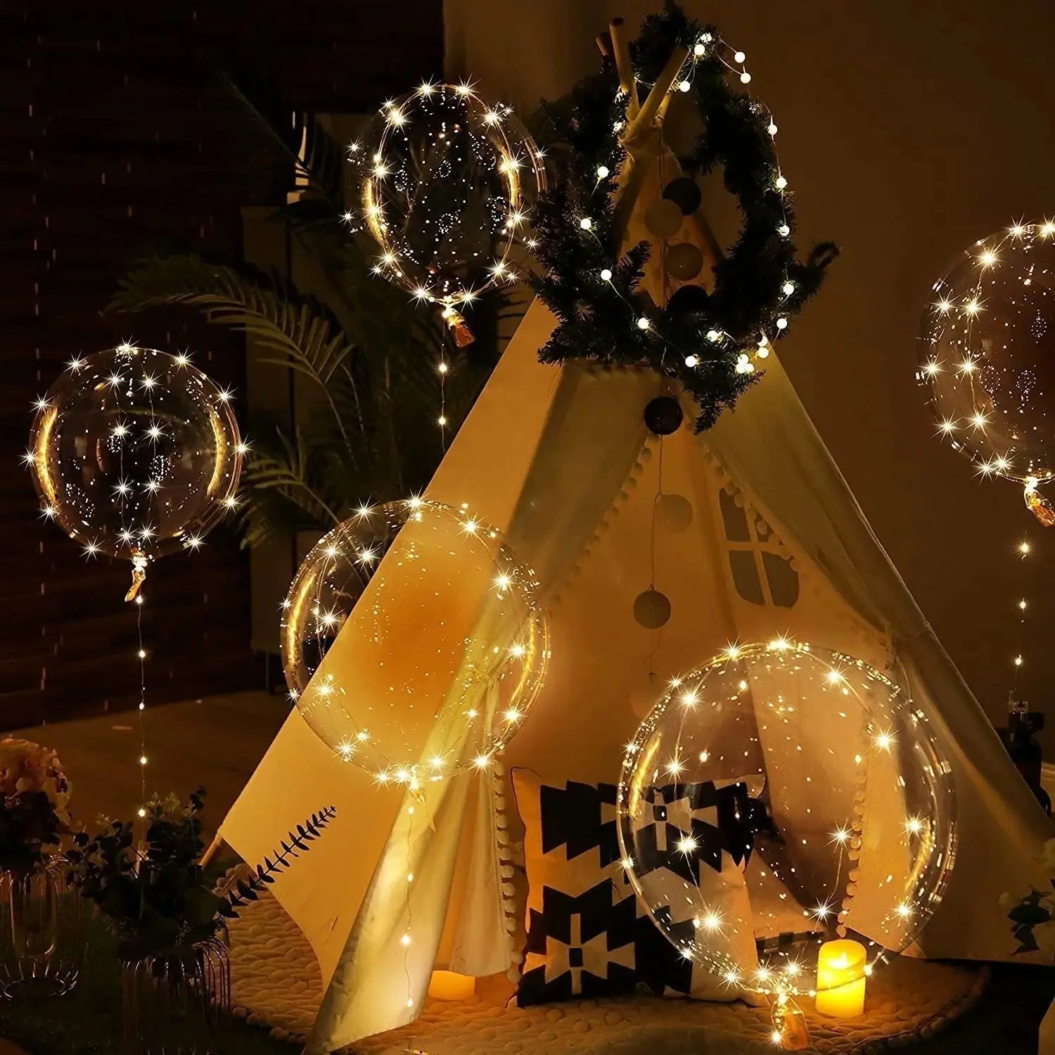 Set of 10 LED Balloons – Warm White Lighting for Celebrations