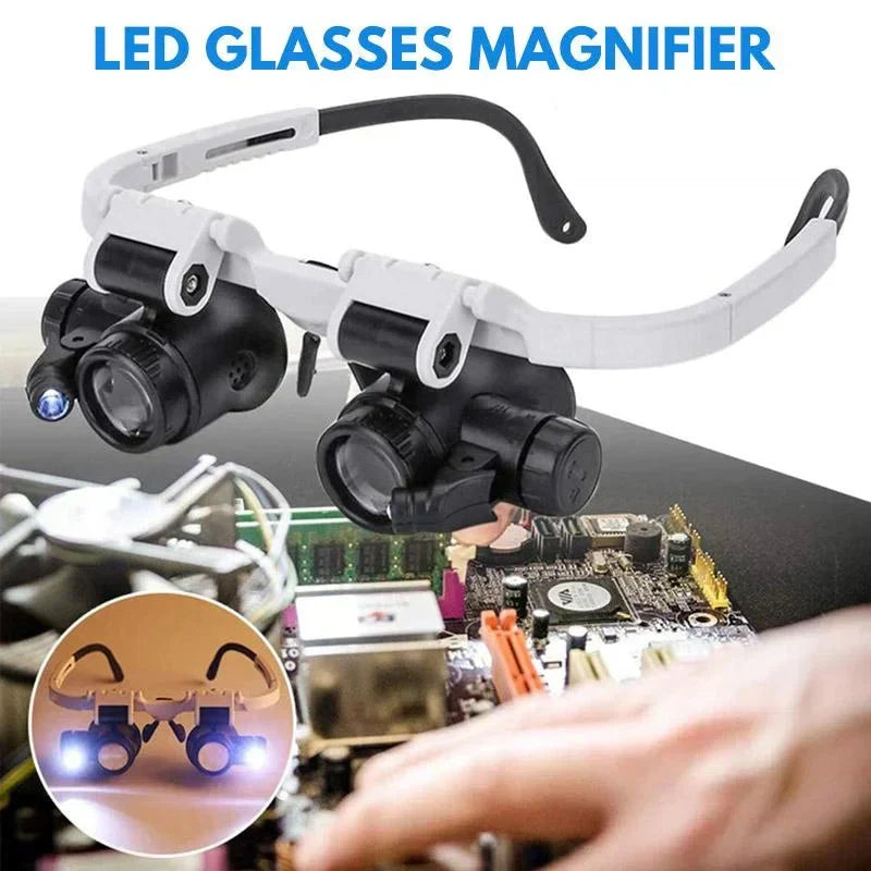 Magnifying Headset with Interchangeable Lenses 8x, 15x, 23x and Dual Lights
