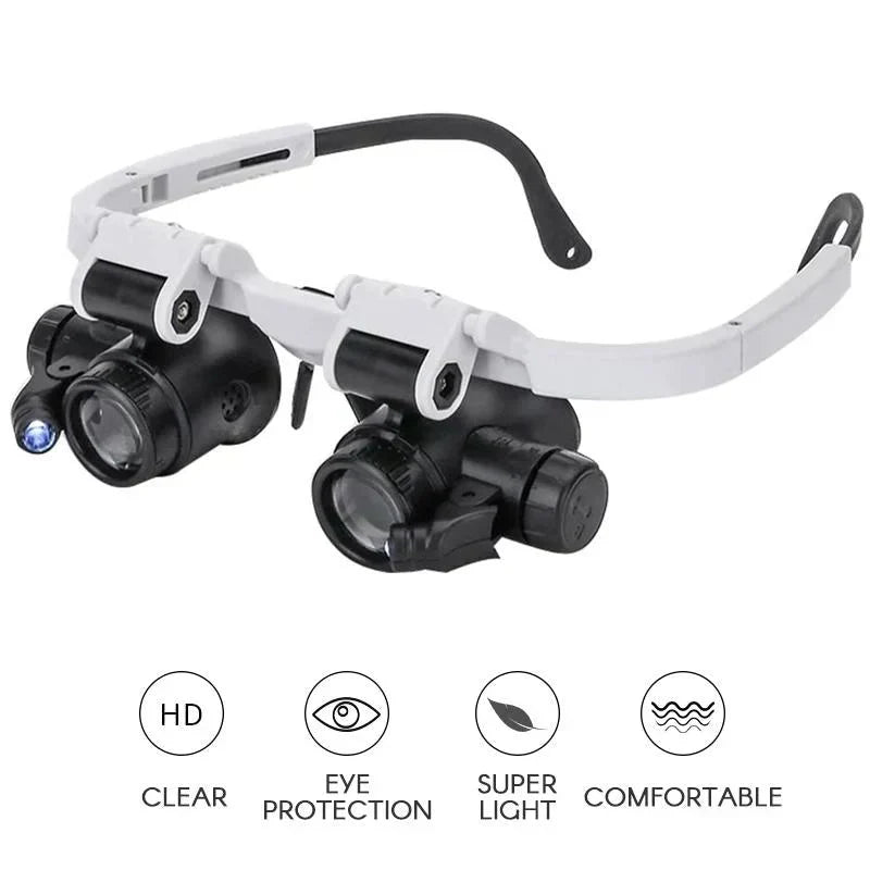 Magnifying Headset with Interchangeable Lenses 8x, 15x, 23x and Dual Lights