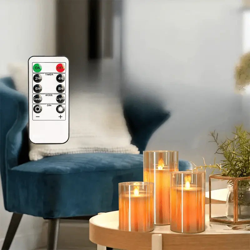 Set of 3 LED Candles Featuring Realistic Flame Effect