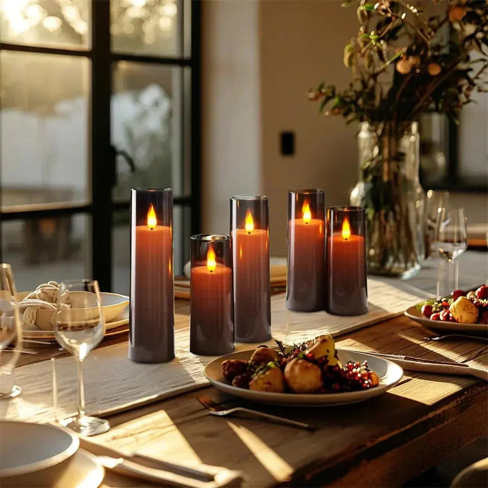 Set of 3 LED Candles Featuring Realistic Flame Effect