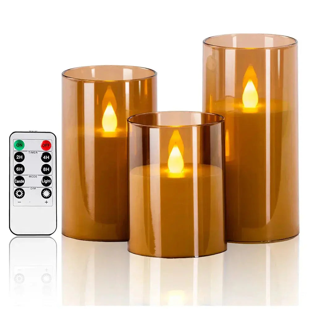Set of 3 LED Candles Featuring Realistic Flame Effect
