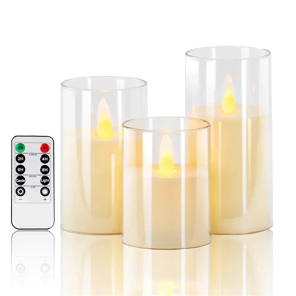 Set of 3 LED Candles Featuring Realistic Flame Effect