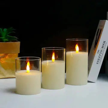 Set of 3 LED Candles Featuring Realistic Flame Effect