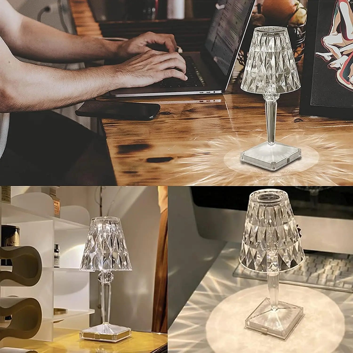 Wireless Crystal Table Lamp with LED Light