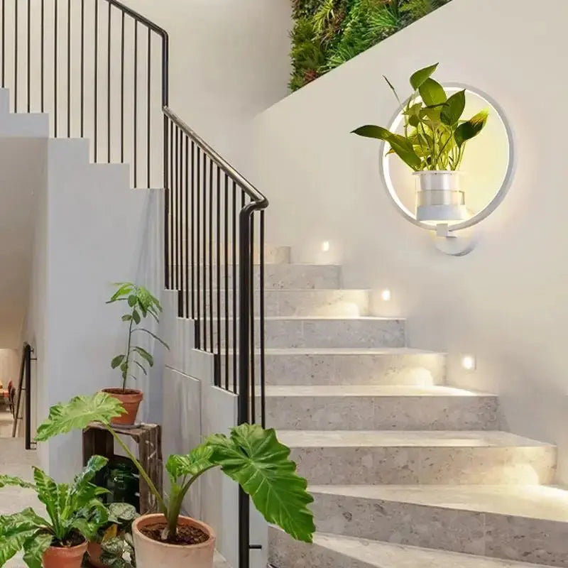 LED Wall Light for Plants with Glass Vase | Warm Backlight Accent