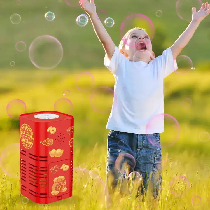 Battery-Powered Bubble Machine with LED Light Effects for Outdoors