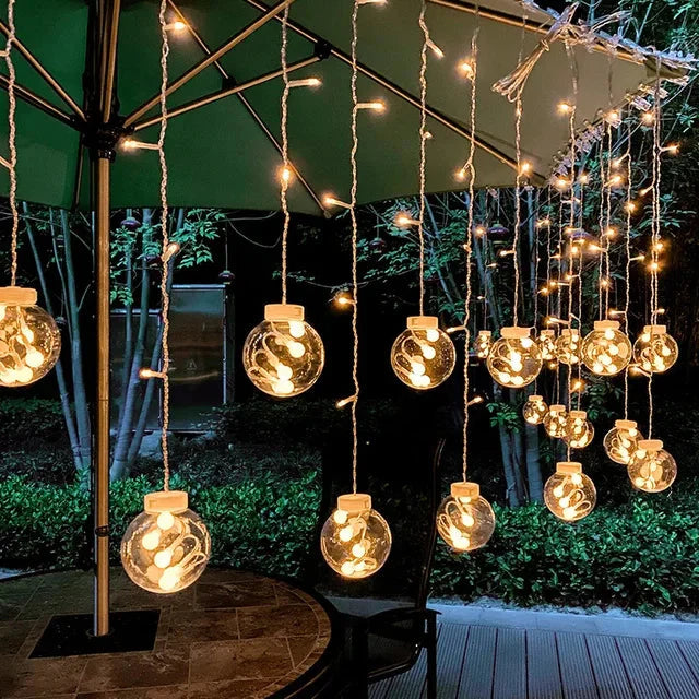 Waterproof Outdoor String Lights with Solar LED Bulbs