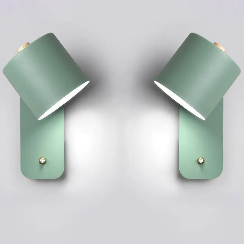 Set of 2 Wall Lamps with Integrated Switch and LED Lighting