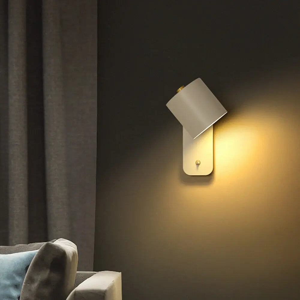 Set of 2 Wall Lamps with Integrated Switch and LED Lighting