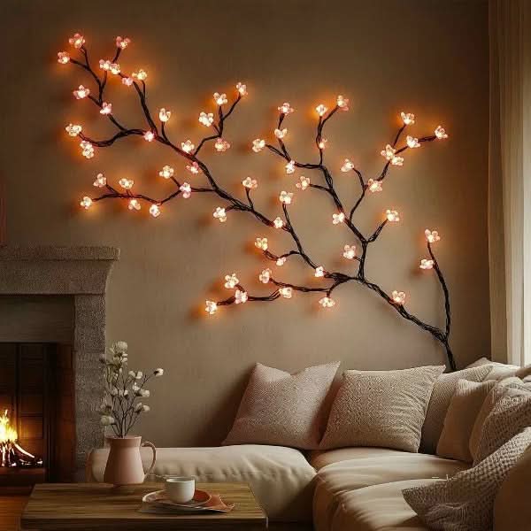 Decorative LED Wall Art Branch with Warm Ambient Light