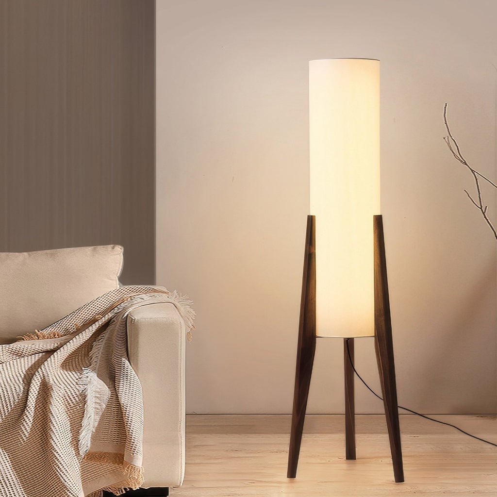 Nordic Elegance – Adjustable Walnut Floor Lamp with LED Lighting