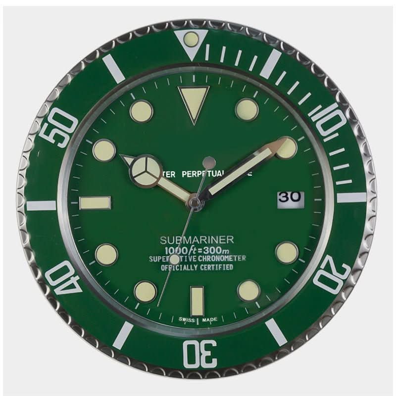 Modern Wall Clock in Stainless Steel with Luminous Hands – Silent Quartz for Home & Office