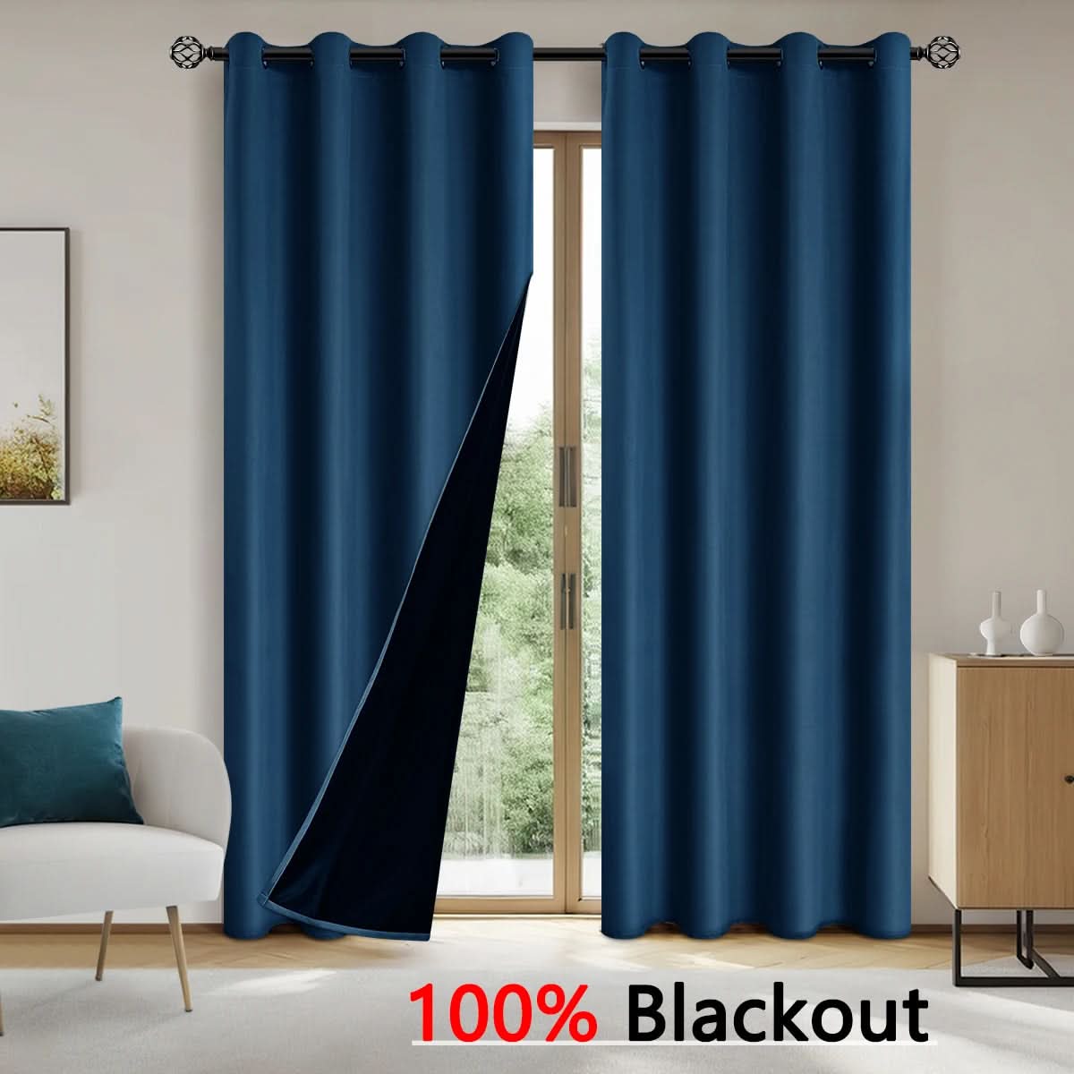 100% Blackout Curtains with Coated Lining for Complete Comfort