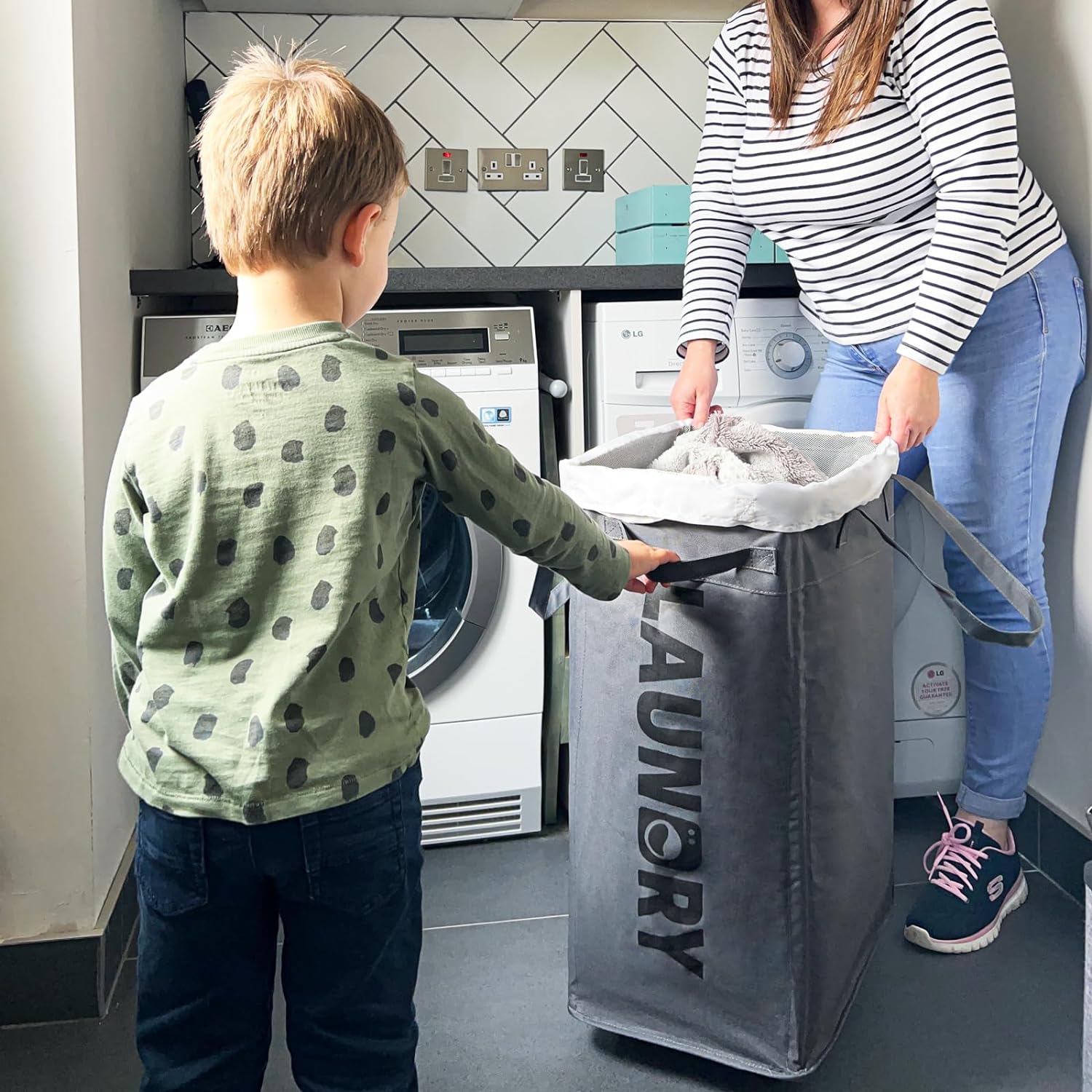 75L Versatile Laundry Trolley with Wheels and Foldable Design