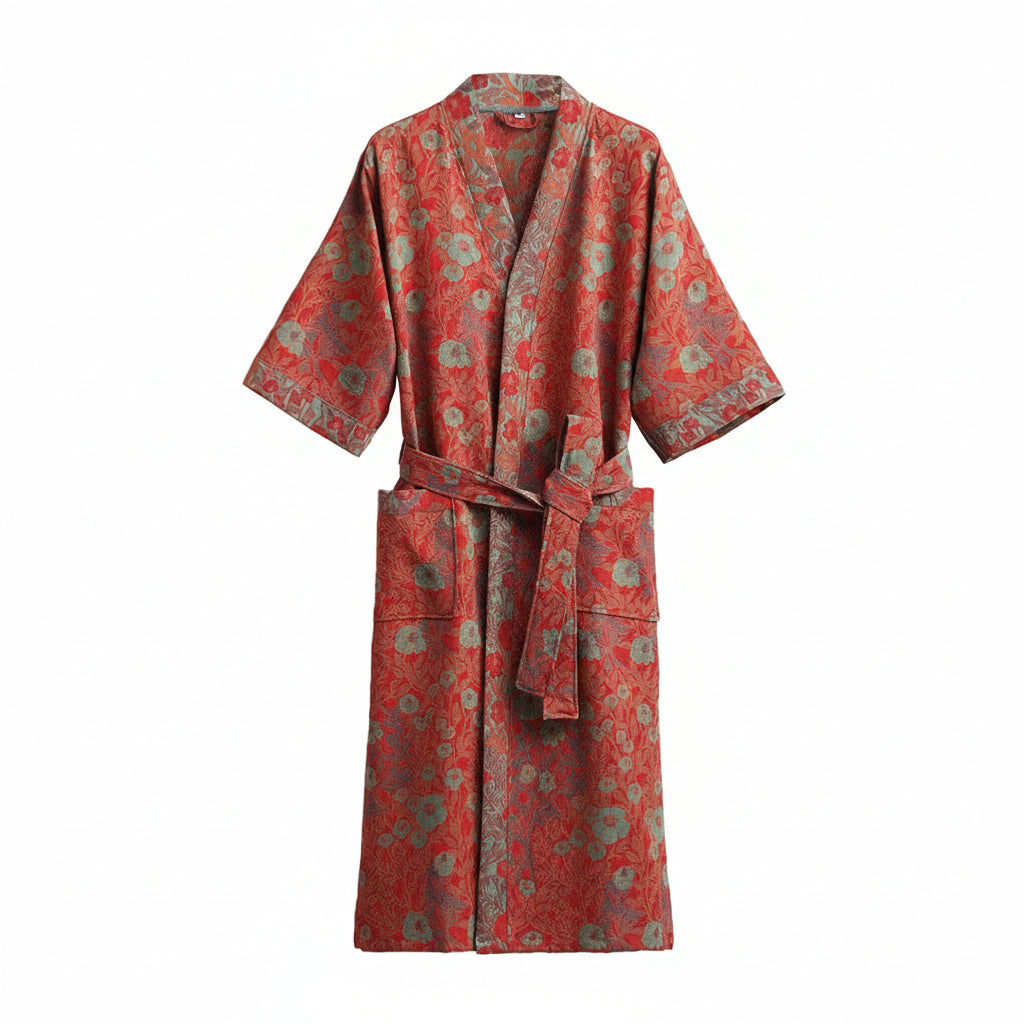 Soft and Breathable Organic Cotton Kimono Robe - Reversible Lounge Wear for Spa and Home Relaxation