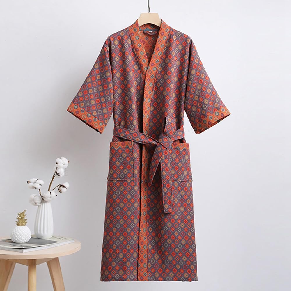 Soft and Breathable Organic Cotton Kimono Robe - Reversible Lounge Wear for Spa and Home Relaxation