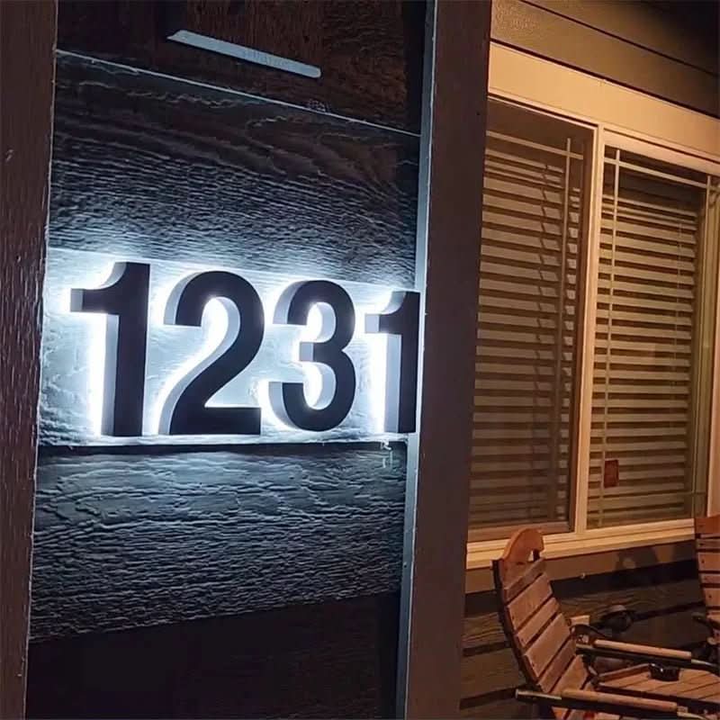 Custom Size Waterproof LED House Number Sign - Modern Design