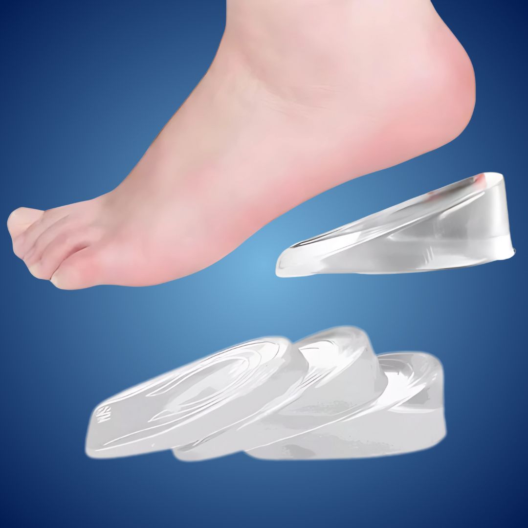 Height Increasing Insoles and Silicone Gel Heel Cushions for Plantar Fasciitis