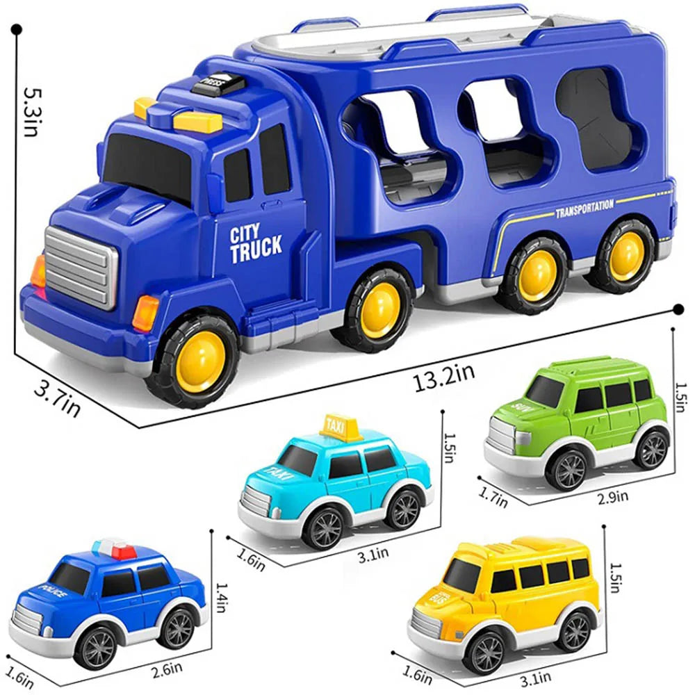 Children's Double-Decker Toy Car Transporter with Light and Sound