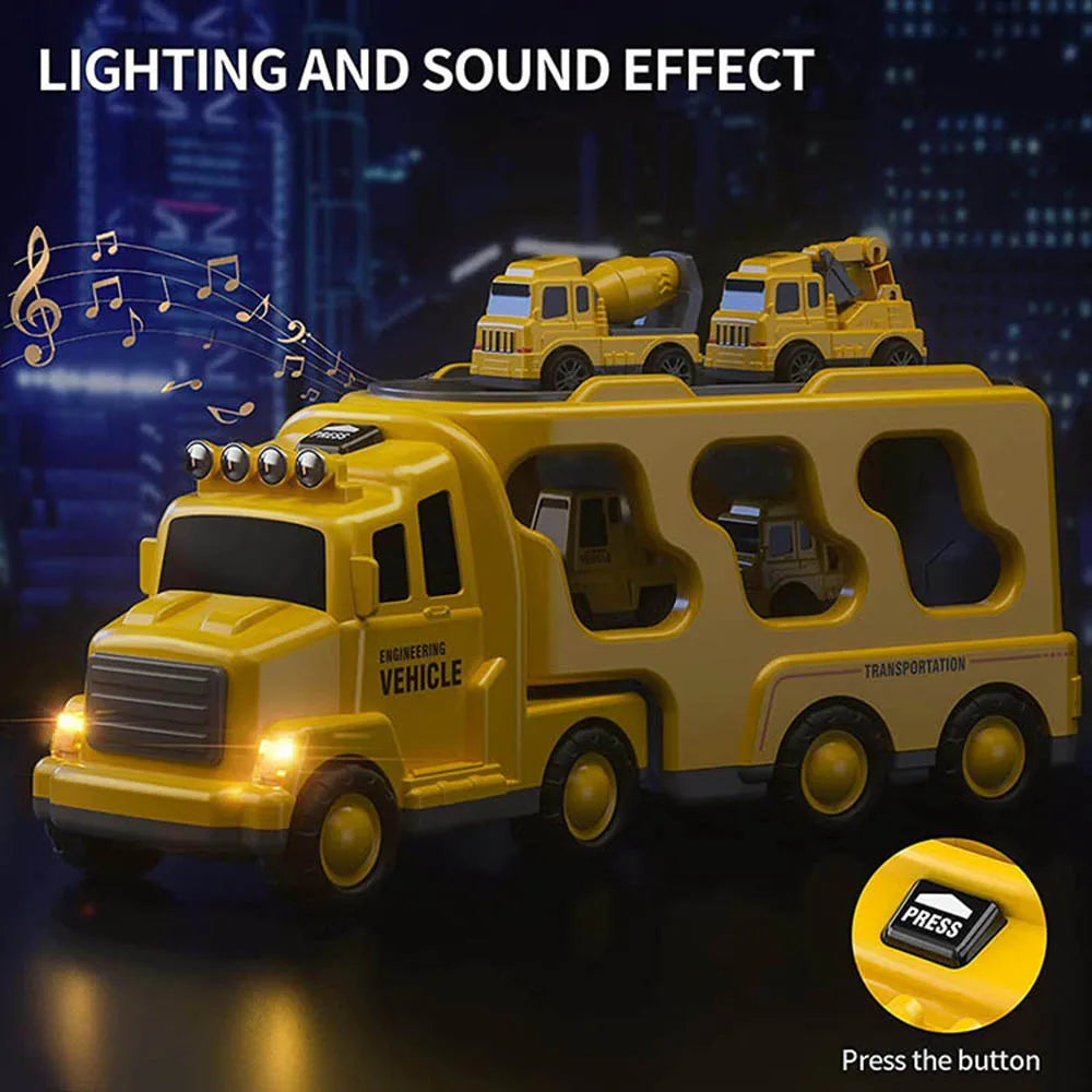 Children's Double-Decker Toy Car Transporter with Light and Sound