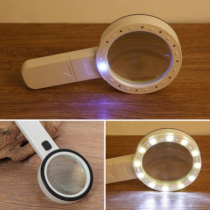 30X LED Magnifying Glass with Light for Reading and Inspection
