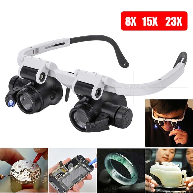 LED Magnifying Glasses | 8x, 15x, 23x Magnification | Hands-Free