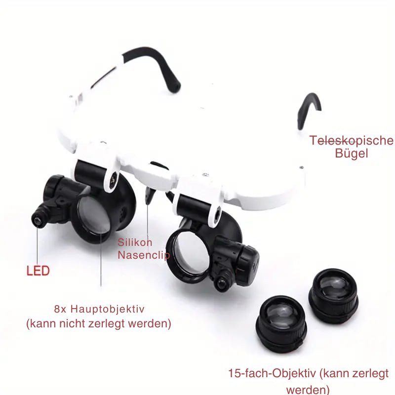 LED Magnifying Glasses | 8x, 15x, 23x Magnification | Hands-Free