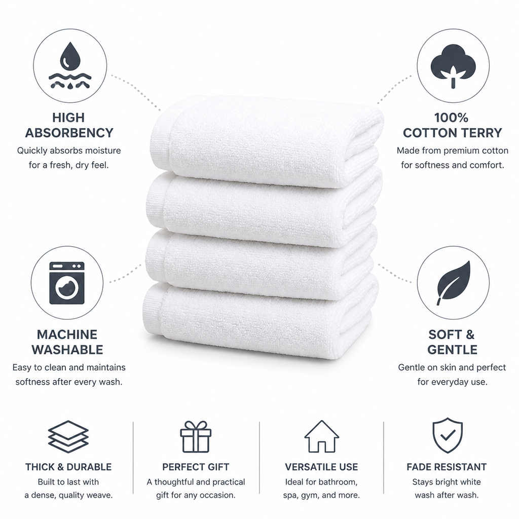 100% Cotton High-Absorbency Terry Towel Set