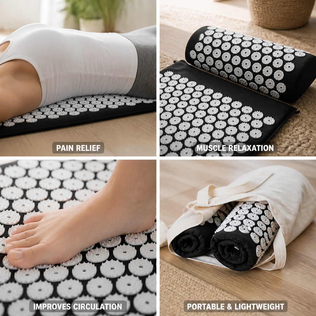 100% Cotton Soft-Foam Acupressure Mat & Pillow Set (Back & Neck)