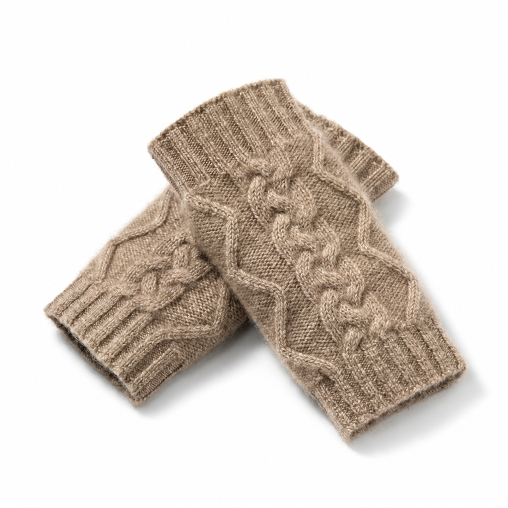 100% Goat Cashmere Wrist-Length Fingerless Gloves (Women's One Size)