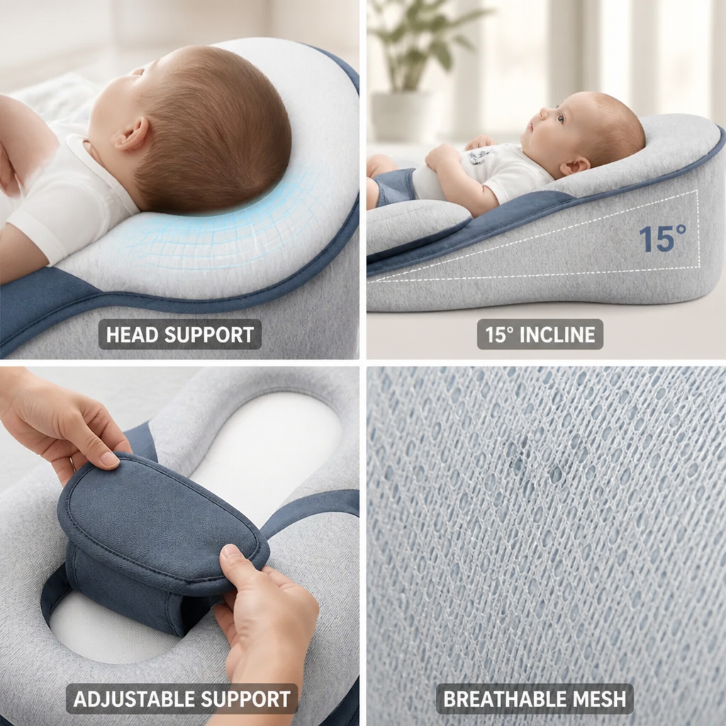 15° Incline Breathable Mesh Baby Reclining Pillow
