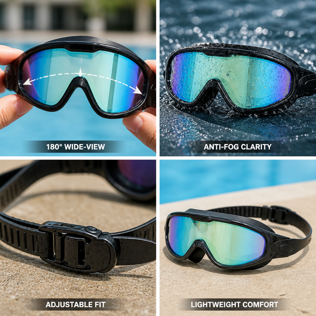 180° Wide-Angle Anti-Fog Swimming Goggles
