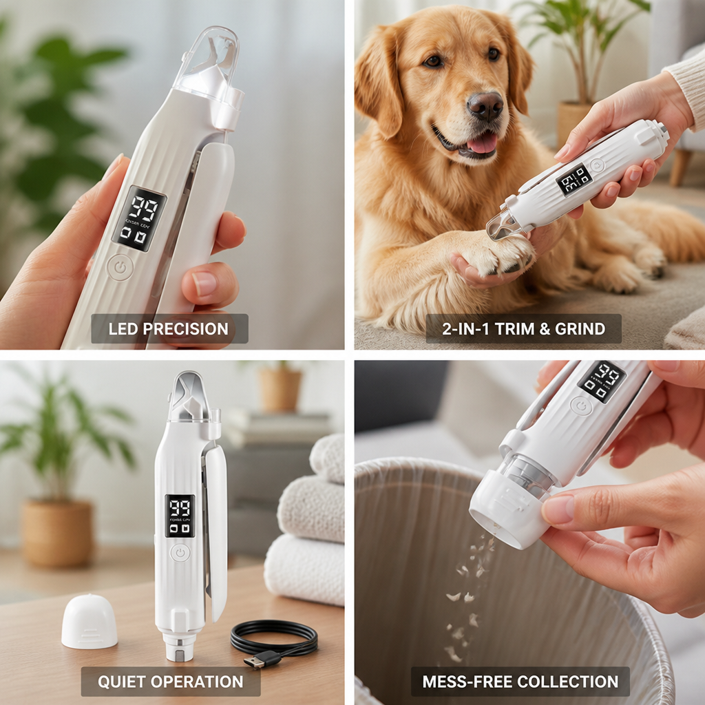 2-in-1 Quiet LED Pet Nail Trimmer