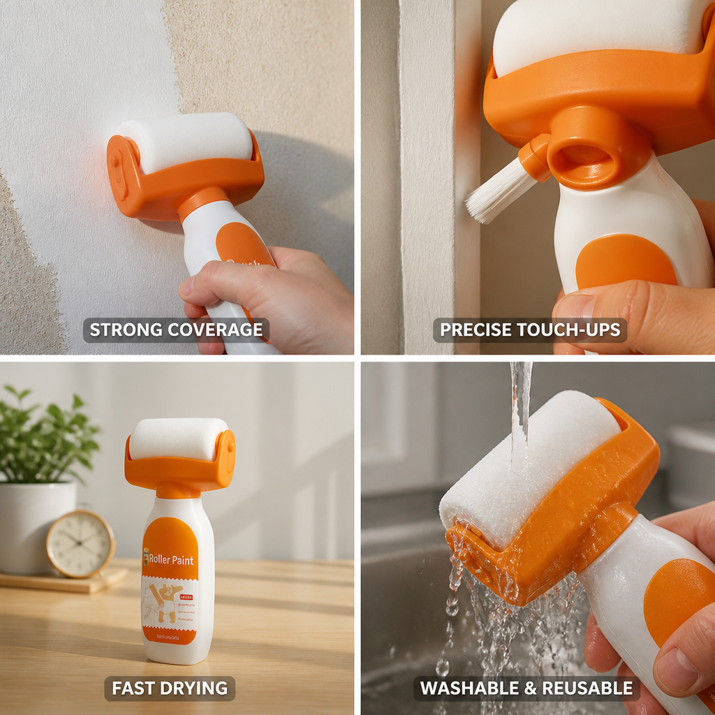 2-in-1 Sponge Roller & Precision Brush Wall Repair Roller