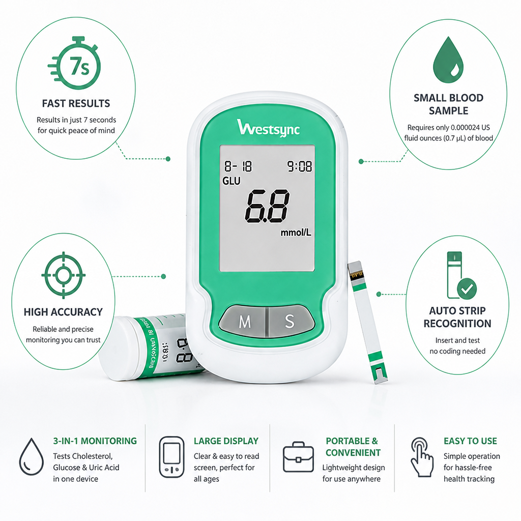 3-In-1 Home Blood Test Meter (7-Second Results)