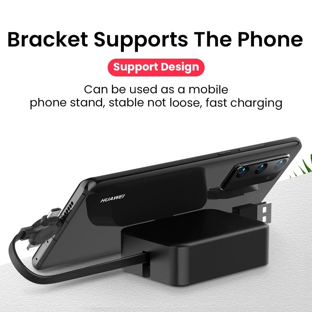 3-in-1 Retractable Charging Cable USB-A Lightning USB-C Micro USB