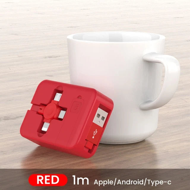 3-in-1 Retractable Charging Cable USB-A Lightning USB-C Micro USB
