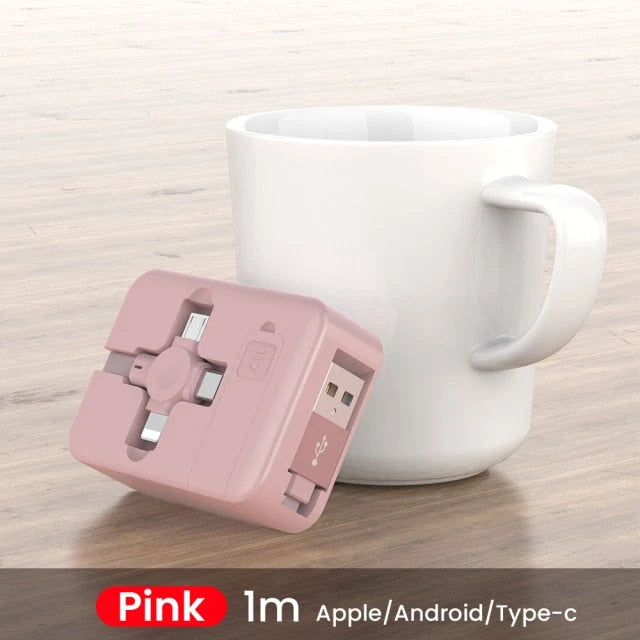 3-in-1 Retractable Charging Cable USB-A Lightning USB-C Micro USB