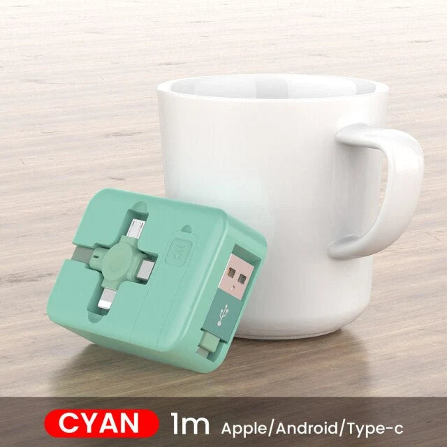 3-in-1 Retractable Charging Cable USB-A Lightning USB-C Micro USB